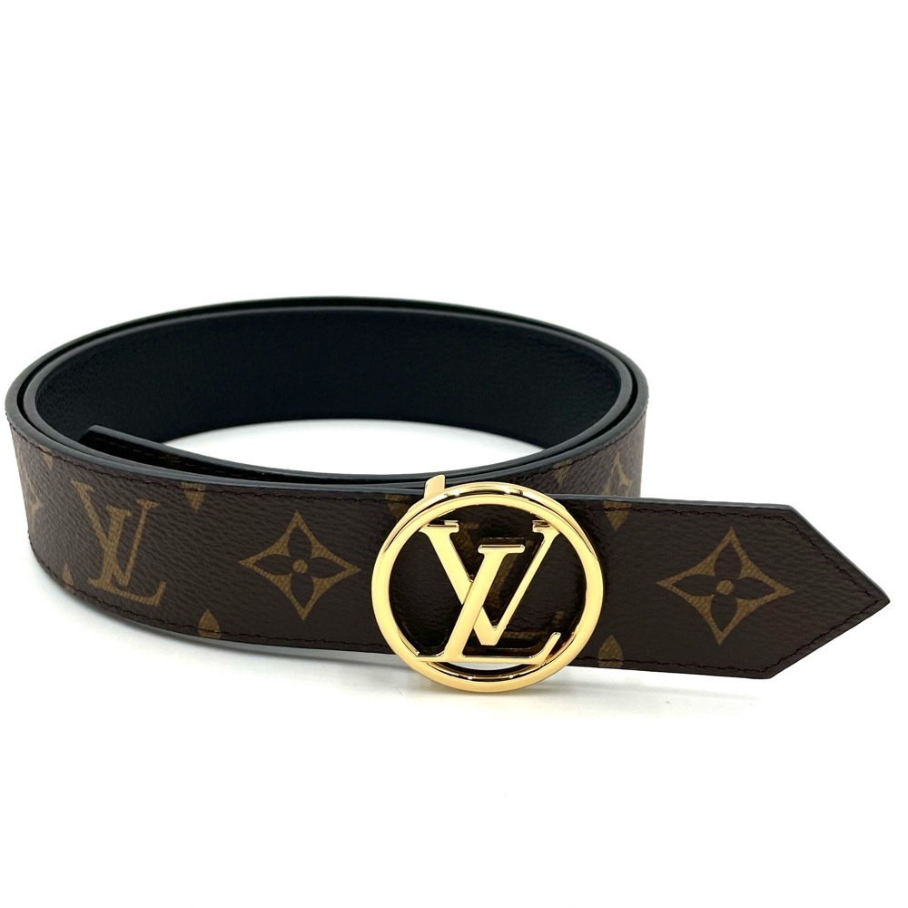 Louis Vuitton Belt Monogram Circle Reversible Accessory Brown Tea Black
